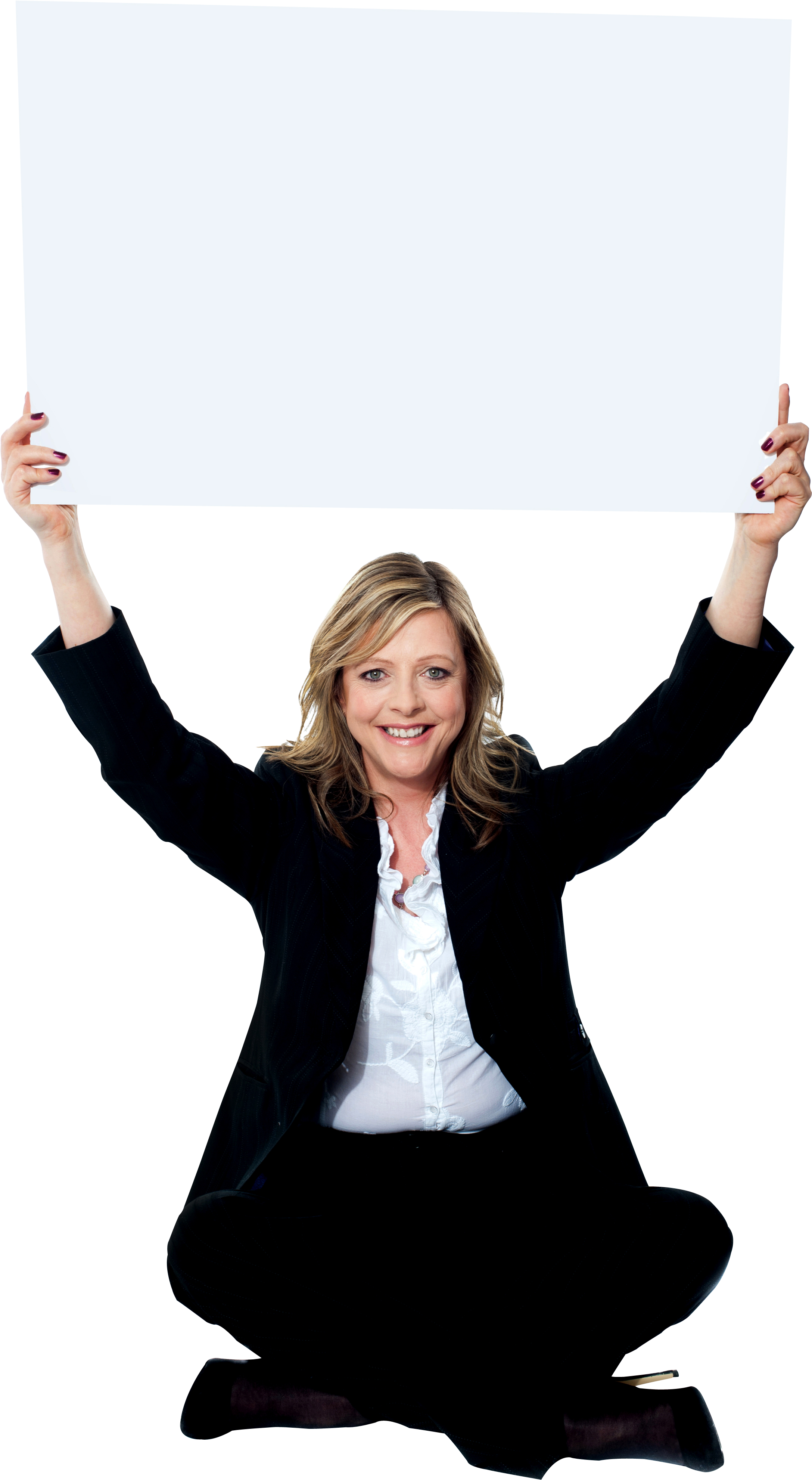 Girl Holding Banner Png Image - Holding Up A Whiteboard (3216x4400), Png Download