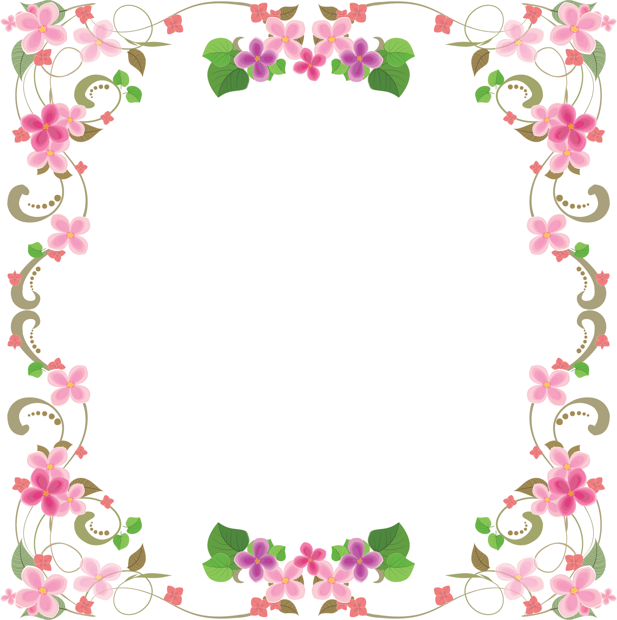 Square Pink Flower Frame - Animais Vida Imóvel Moda Formas Vintage Fantasia Lazer (1991x2000), Png Download
