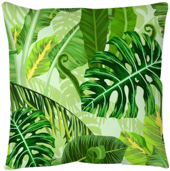 Seamless Pattern With Tropical Palm Leaves Floor Pillow - Sewing (400x400), Png Download
