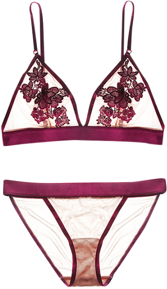 Floral See-through Bra Set - Bra (600x600), Png Download