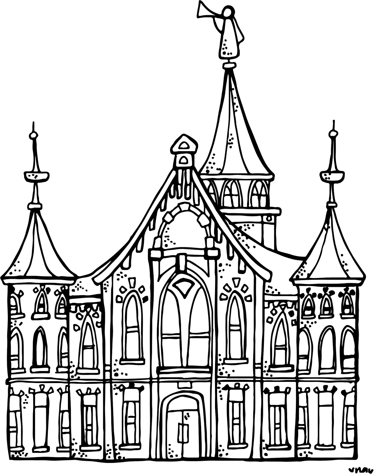 Illustration By Vector Tradition Lds Temple Clipart - Provo City Center Temple Png (1261x1600), Png Download