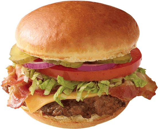Classic Bacon Cheeseburger - Hamburger (560x560), Png Download