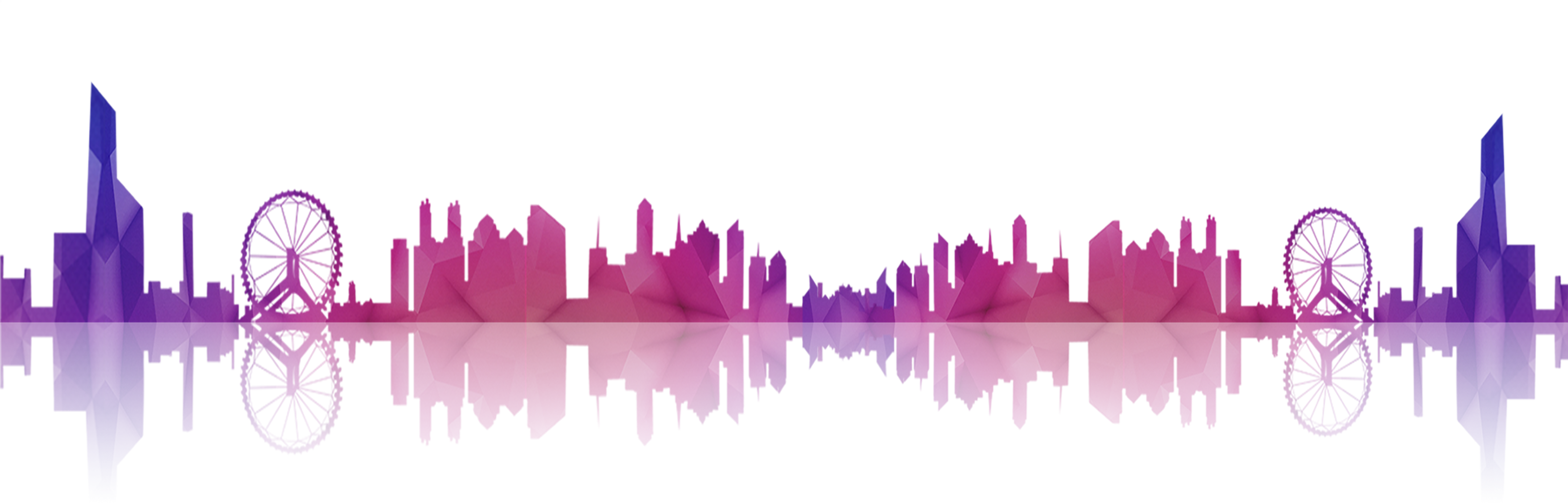 City Silhouette Poster - Gradient City (5905x1895), Png Download