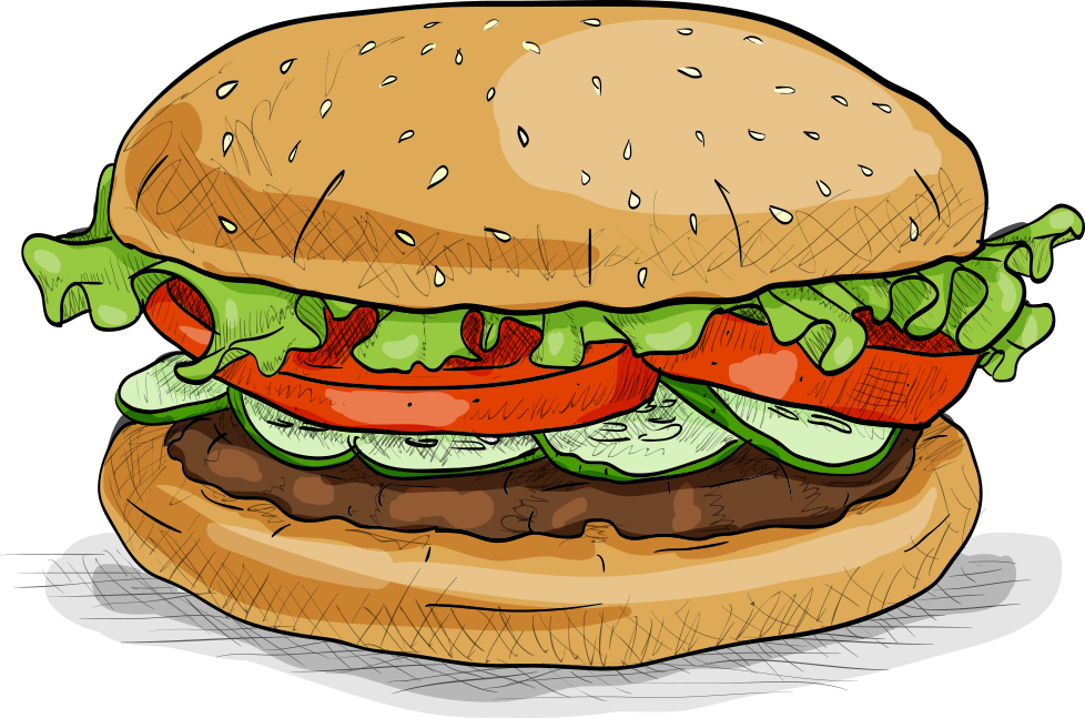 Hamburger Fast Food Veggie Burger - Hamburger Burger Vector Png (978x647), Png Download