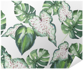 Tropical Hawaii Leaves Palm Tree Pattern In A Watercolor - Parklon Play Mat Botanical Baby Playmat Living Room (400x400), Png Download