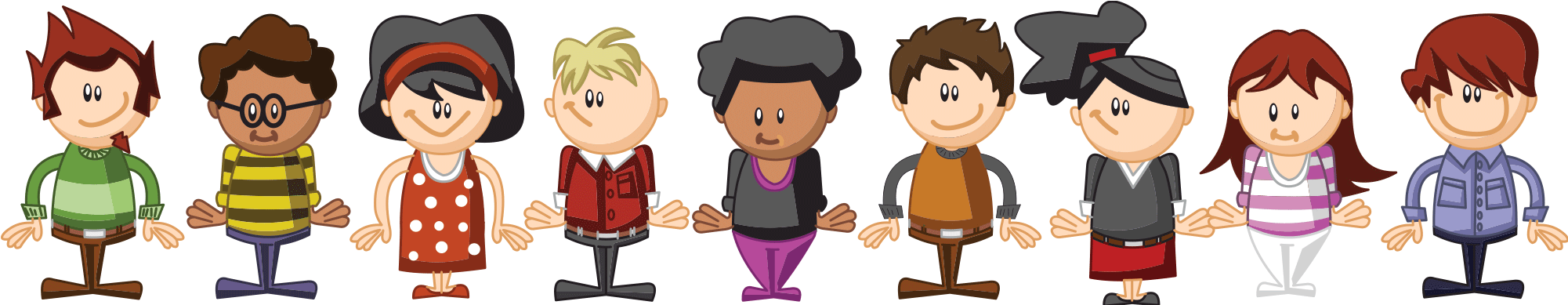 £75 For Three Weekends - Group Of Cartoon People (2000x418), Png Download