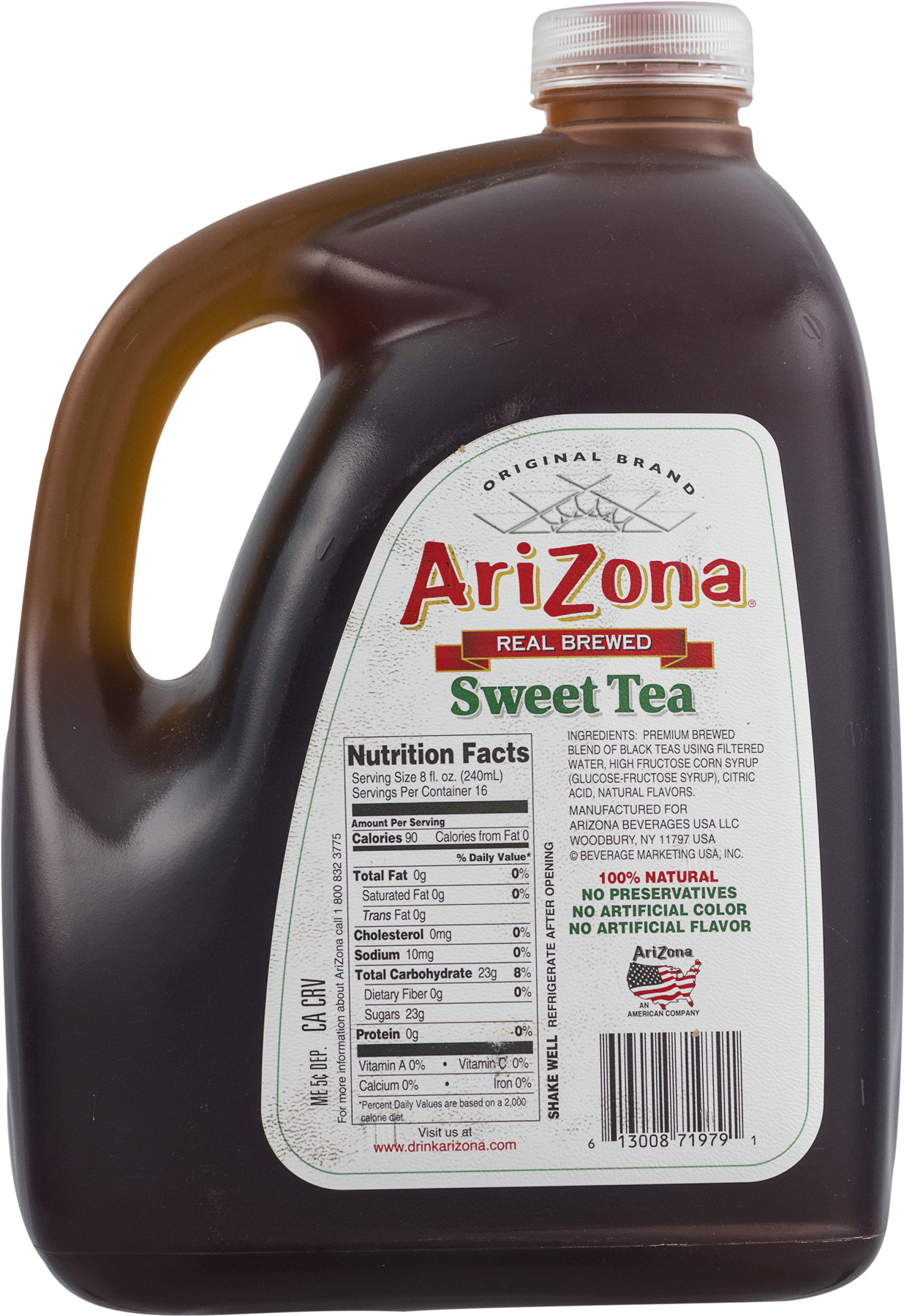 Arizona Real Brewed Sweet Tea Nutrition Facts (1800x1800), Png Download