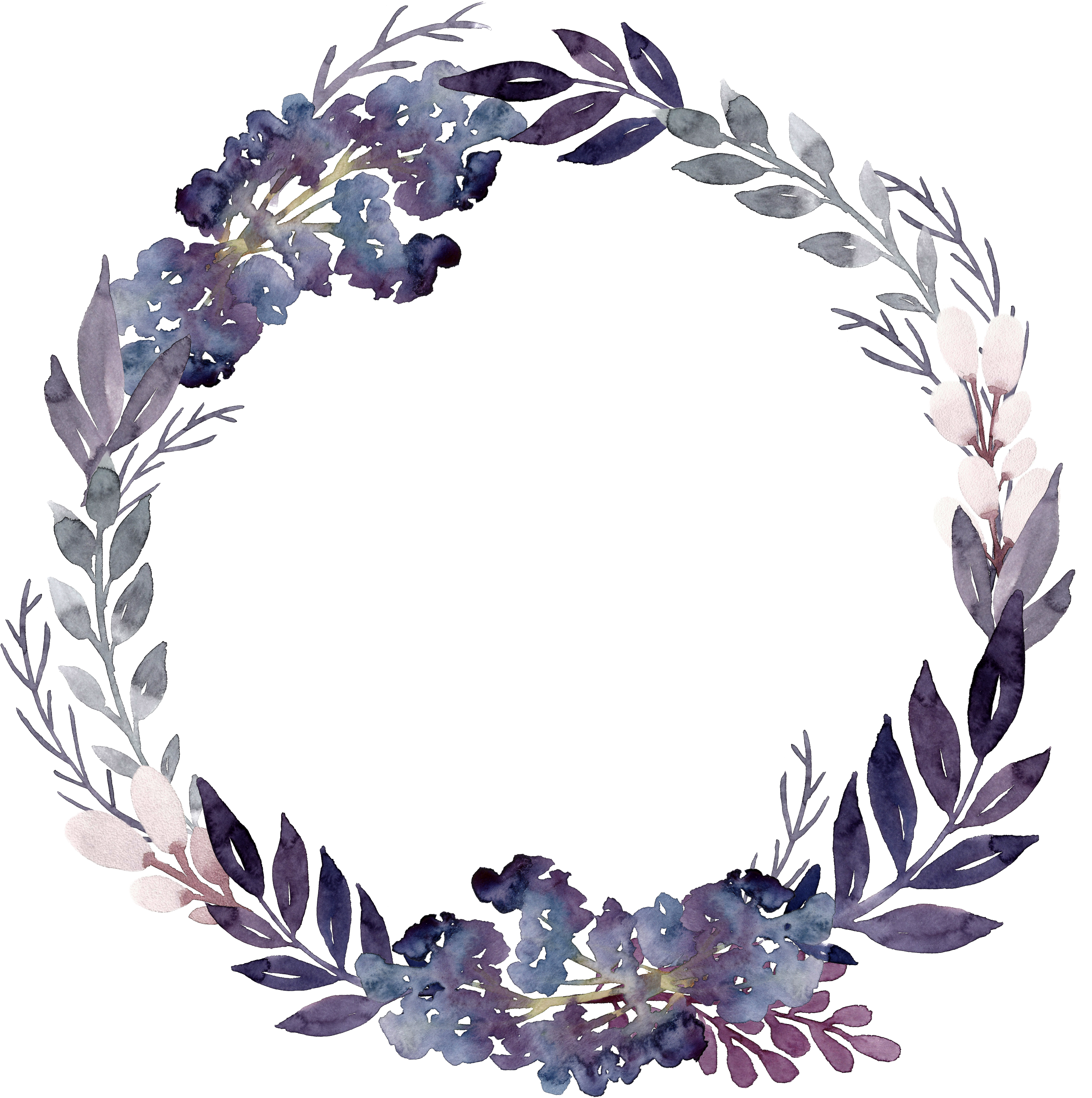 Flower Leaf Garland Purple Wreath Foliage Flowers Clipart - Венок Цветы Пнг (2829x2858), Png Download
