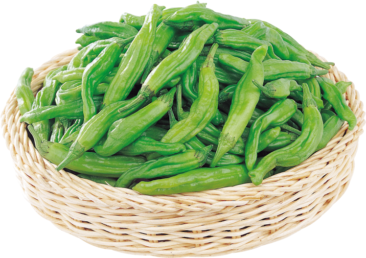 Peppers In Basket - Green Bean (866x650), Png Download