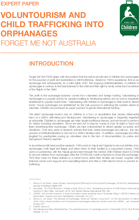 Voluntourism And Child Trafficking Into Orphanages - Ecpat (595x842), Png Download