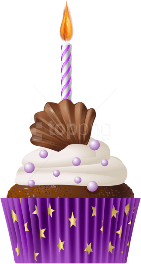 Free Png Download Birthday Muffin Purple With Candle - Cupcake Clipart With Candle Png (480x871), Png Download