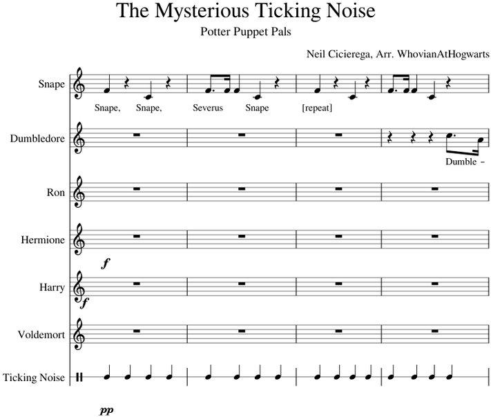 The Mysterious Ticking Noise - Sheet Music (850x1100), Png Download