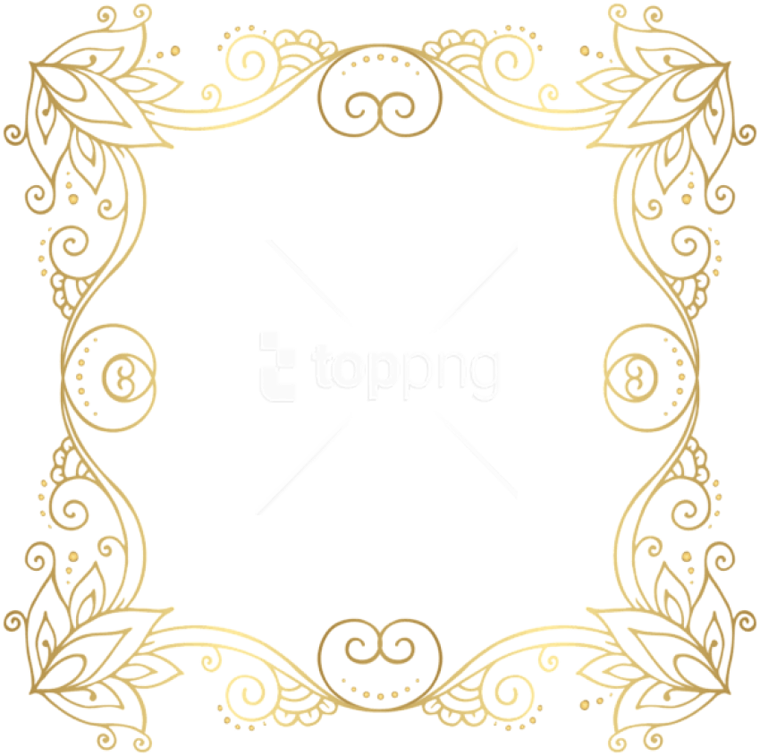 Download Gold Border Frame Png Photo For Designing - Border Line Frame Gold (850x845), Png Download