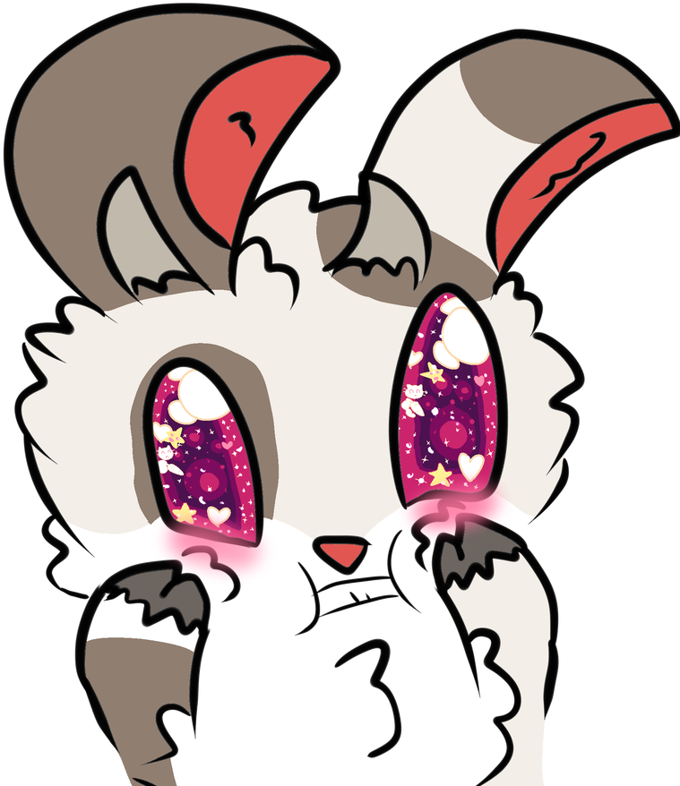 Supah Kawaii Eyeballs Blush Bunbun Bunny Goat Thin - Drawing (894x894), Png Download