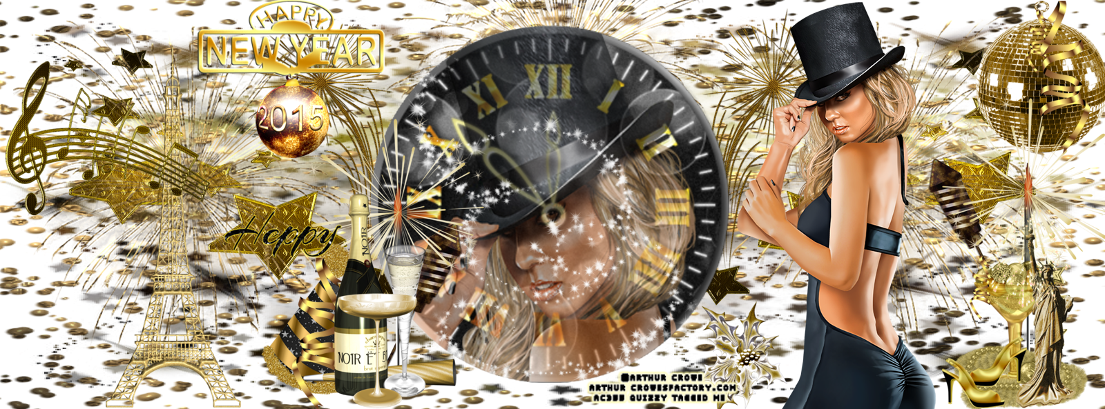 Happy New Year - Wall Clock (1600x593), Png Download