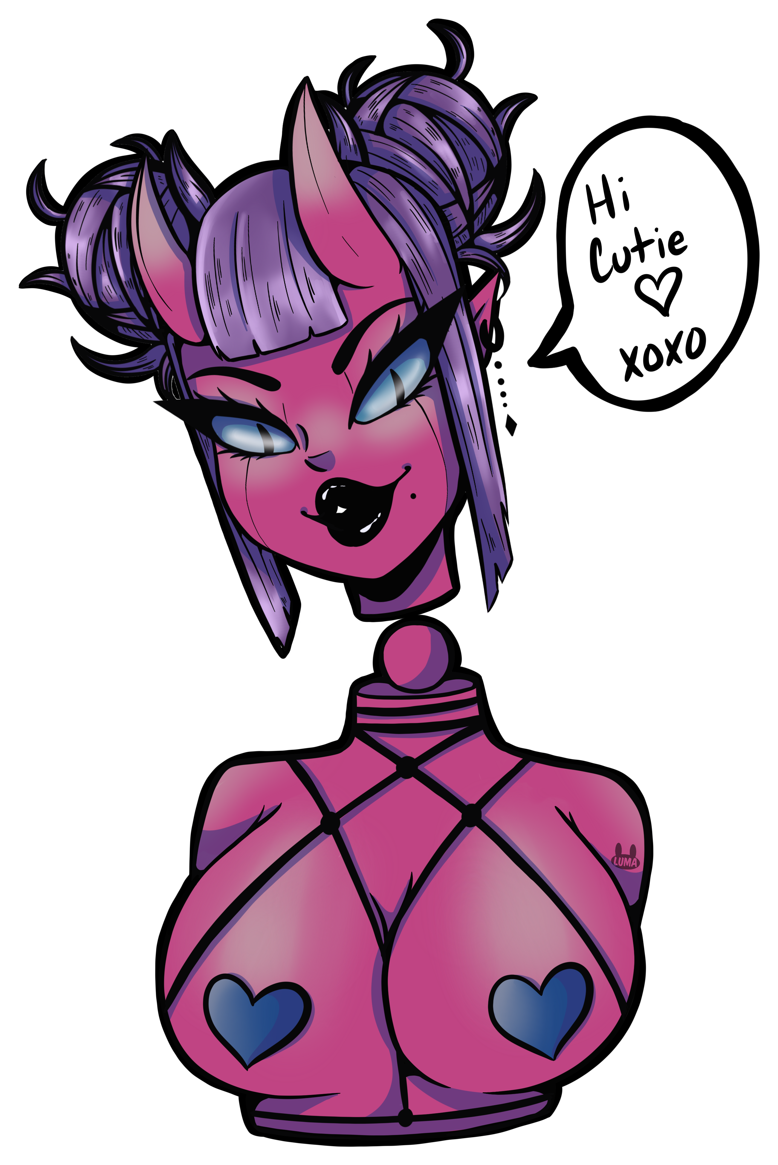 Demon Girl Sticker - Cartoon (3300x5100), Png Download