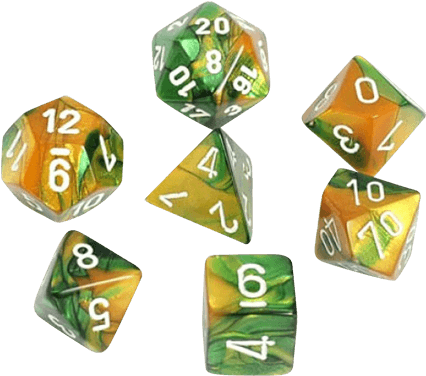 Gemini Polyhedral Gold Green White X7 - Dice Game (709x709), Png Download
