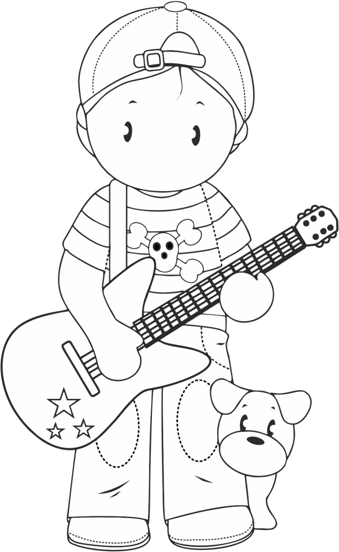Andy With Guitar Free Digi Stamp - Cartoon (761x1200), Png Download