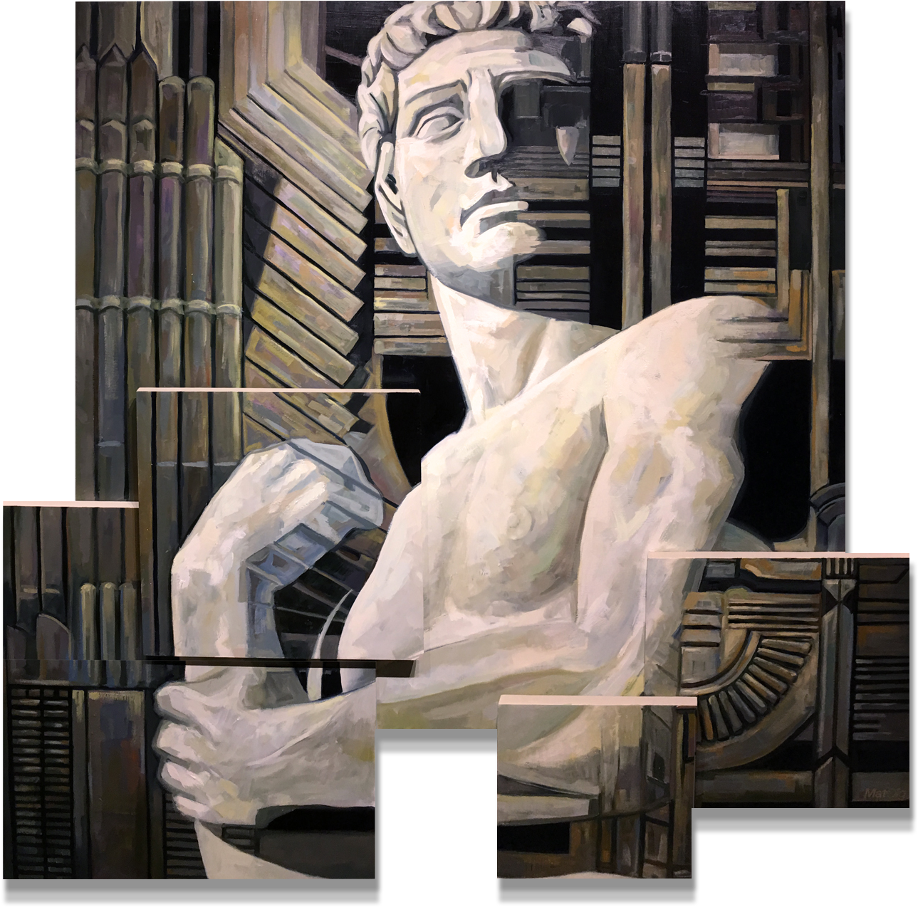 These Paintings Use Altered Original Art Deco Designs - Statue (1500x1447), Png Download