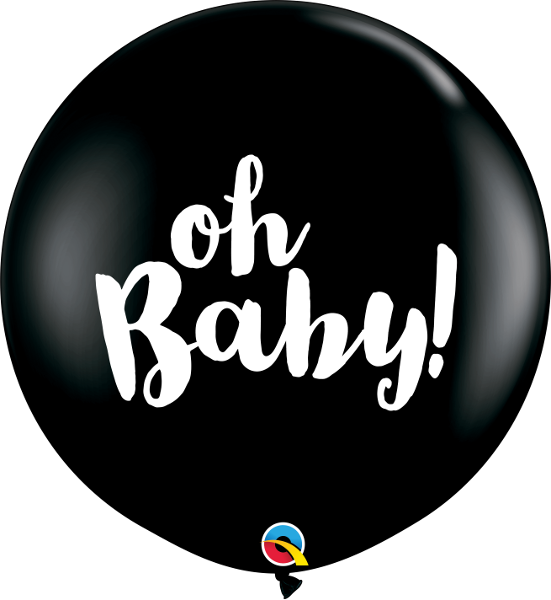 Onyx Black Latex Balloons - Oh Baby Gender Reveal (551x600), Png Download