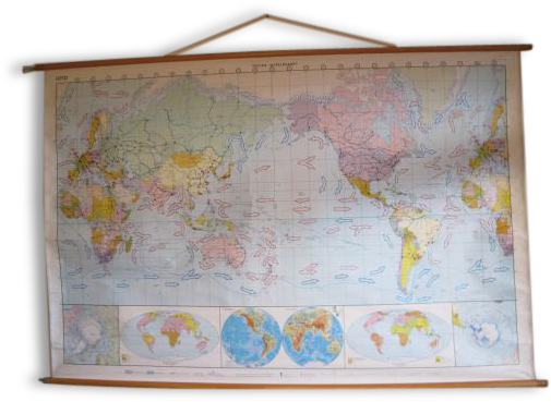 Large Map Of New School World Vintage - Anciennes Cartes D Ecole (533x400), Png Download