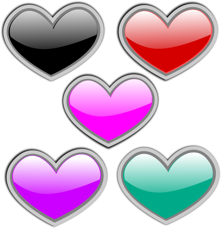 Gloss Heart 2 Free Vector / 4vector - Corazones De Colores Png (800x800), Png Download