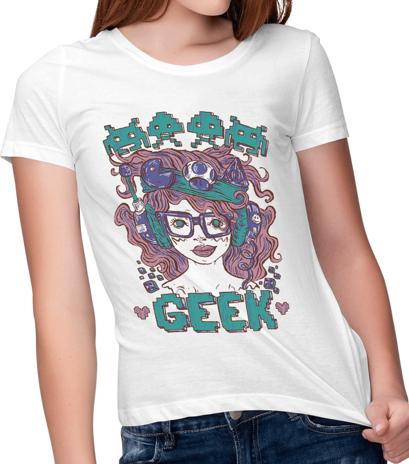 Picture Of Geek Girl T Shirt - T-shirt (800x906), Png Download
