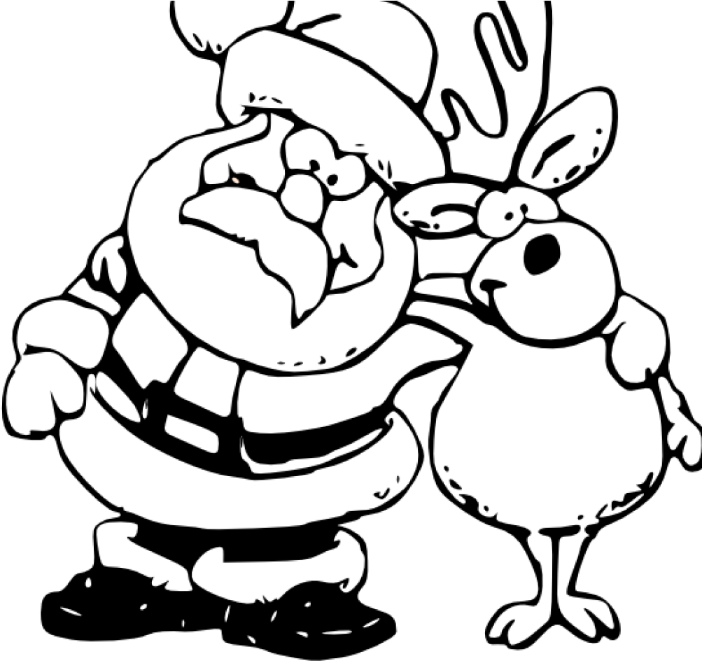 Reindeer Clipart Black And White Reindeer Clipart Black - Christmas Clipart Black And White Png (1024x1024), Png Download