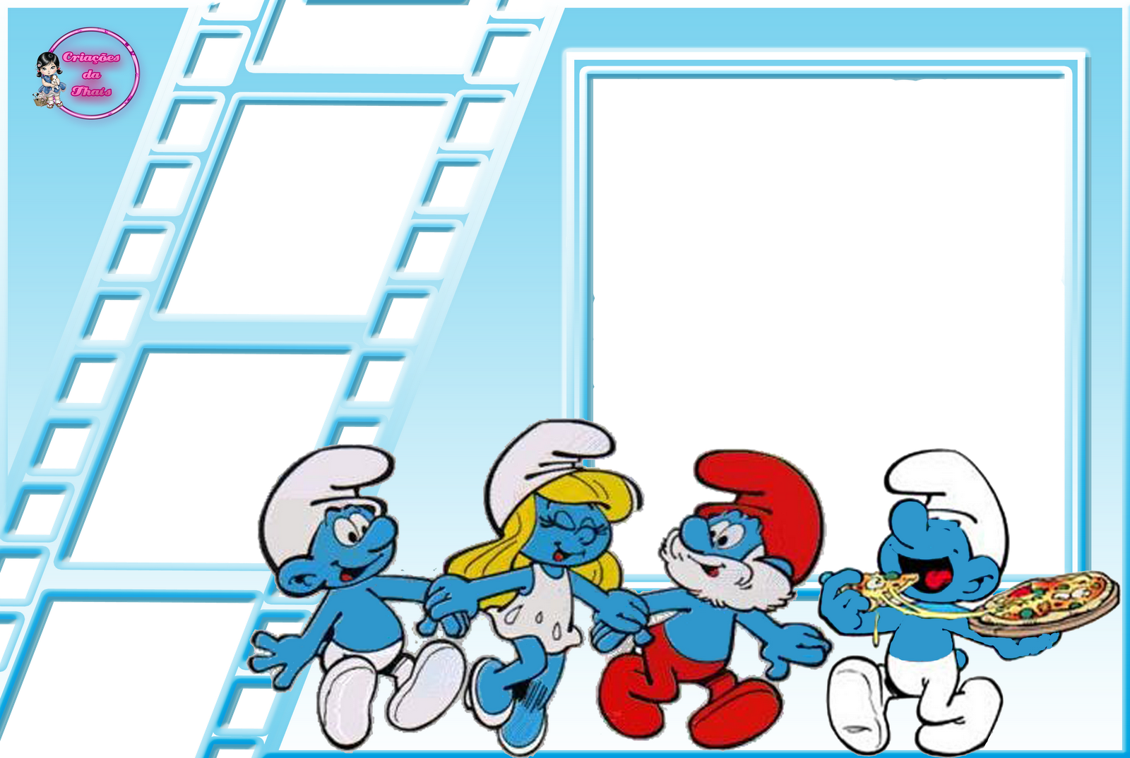 3 Cópia Smurfs, 1st Birthdays, Bullet Journal - Borders Smurfs (1600x1074), Png Download