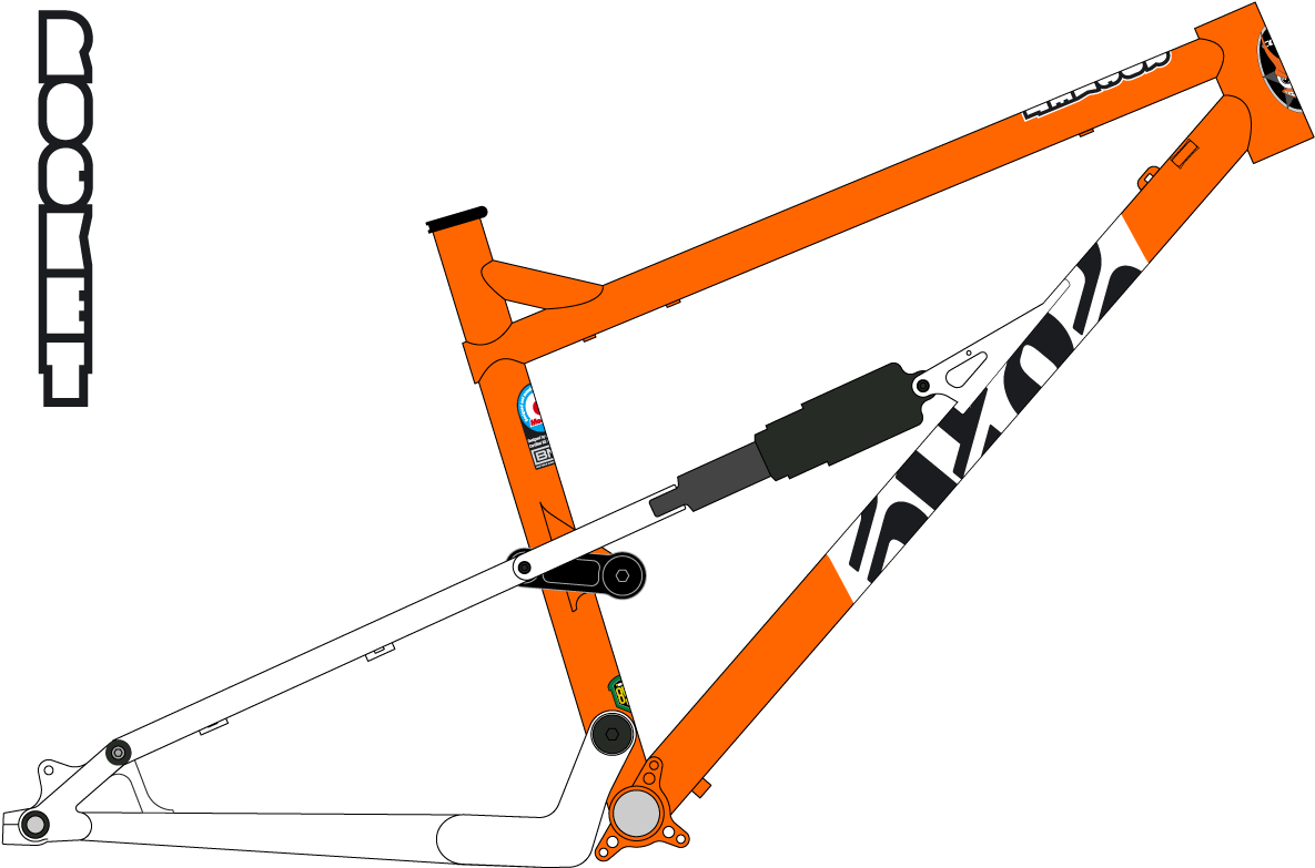 Rocket Diagram Orange And White - Bicycle Frame (1332x900), Png Download
