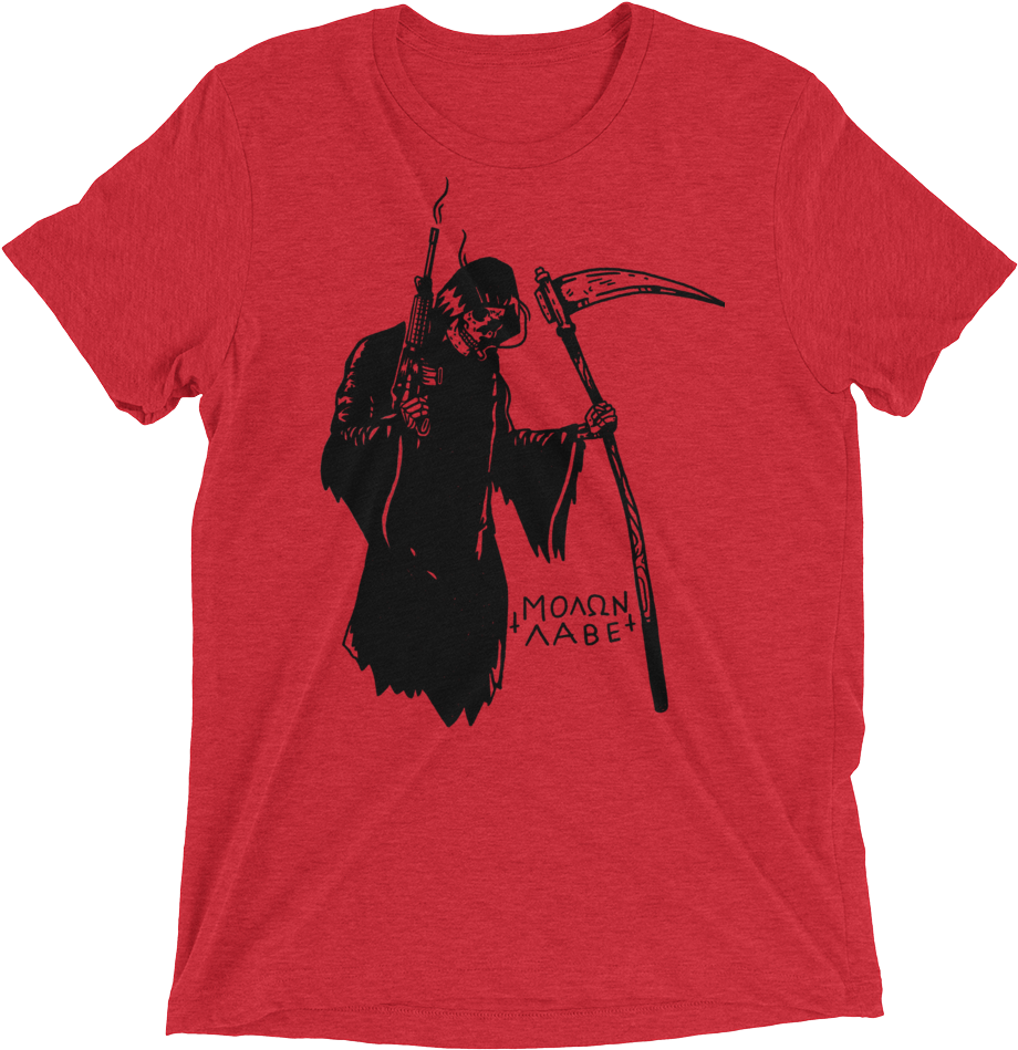 Molon Labe Retro Reaper - T-shirt (1000x1000), Png Download