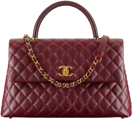 Chanel Burgundy Coco Handle Medium Bag - Chanel Bags Price 2018 (564x720), Png Download
