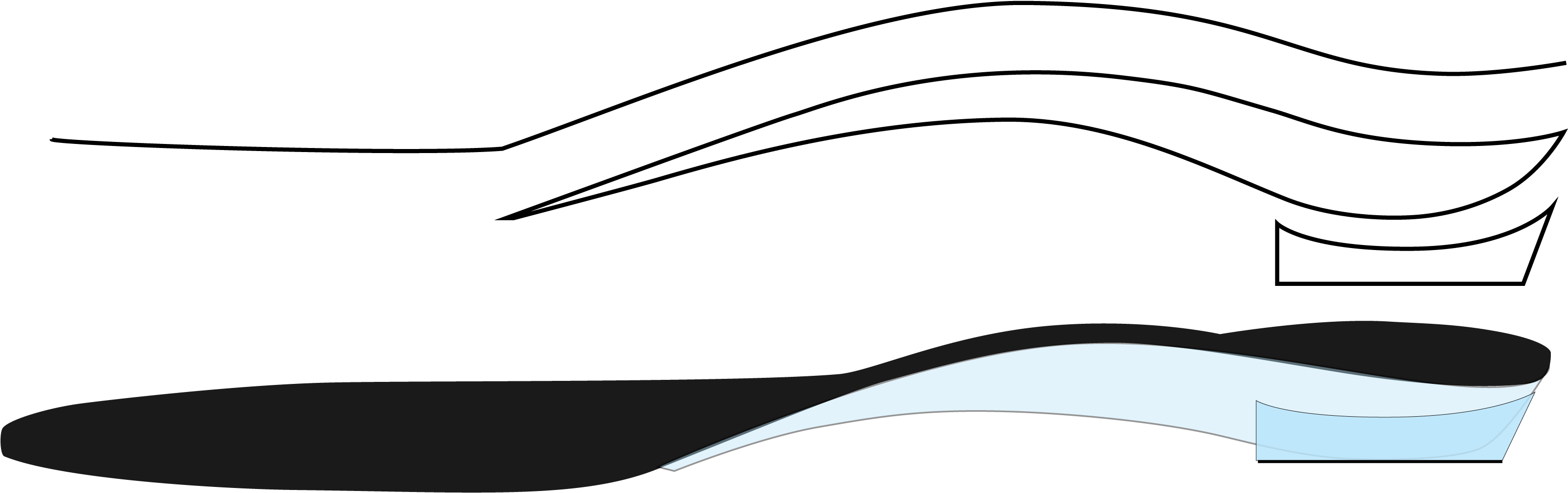 Modified Shell Styles Designed For A Variety Of Active - Line Art (3266x1343), Png Download