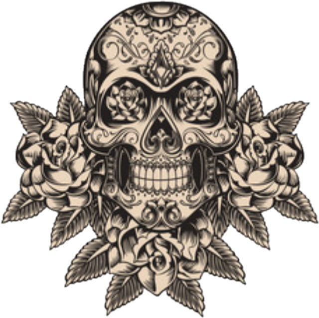 Skulls Tattoos Sticker By - Detailed Sugar Skull Tattoo (701x709), Png Download