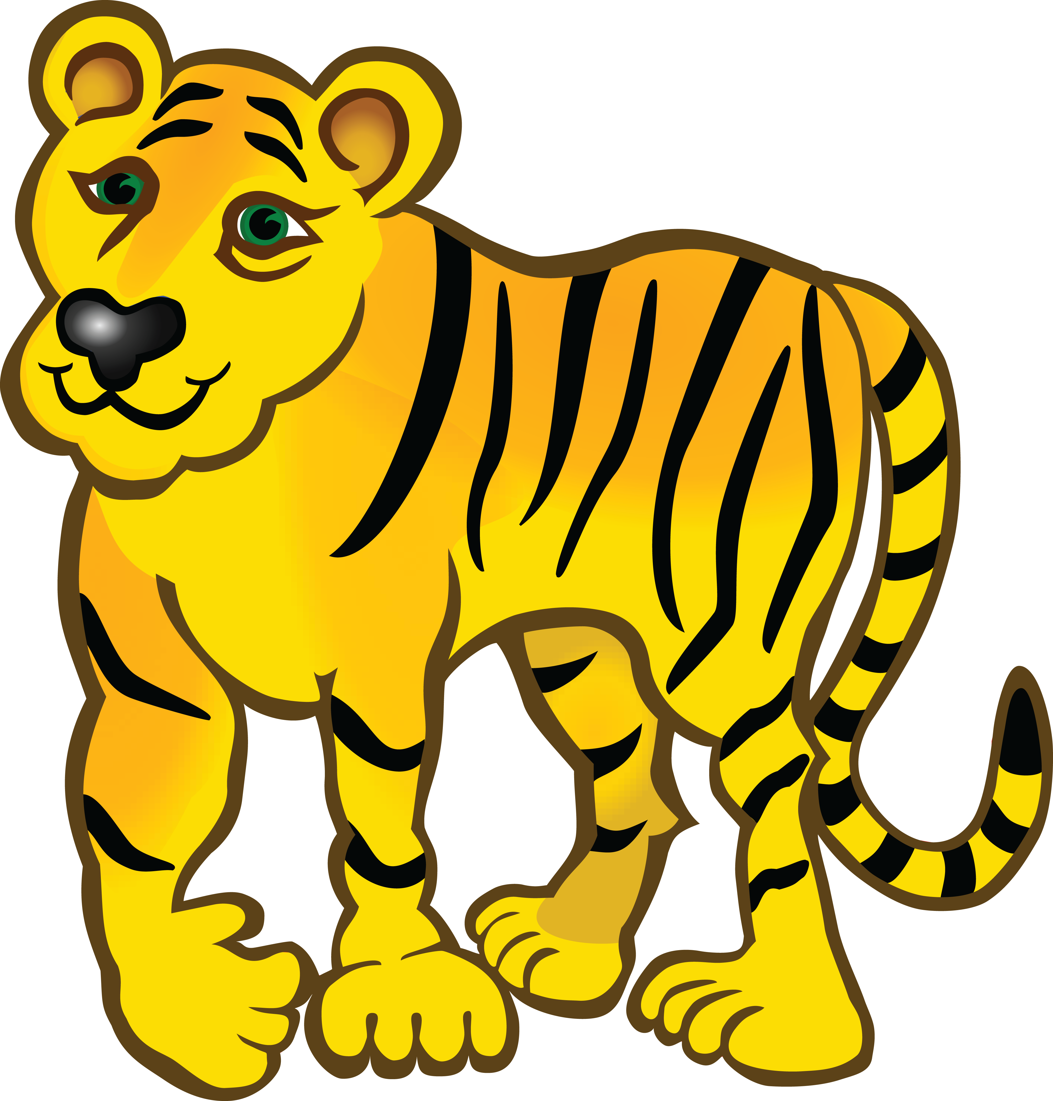 Free Clipart Of A Tiger - Tiger Coloured (4000x4182), Png Download