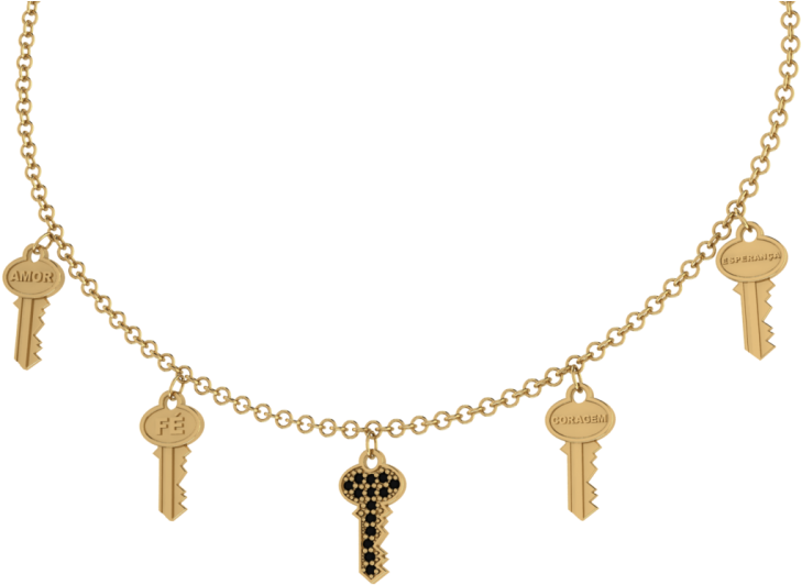 Colar Chaves Dourada N Ccn - Necklace (1000x563), Png Download