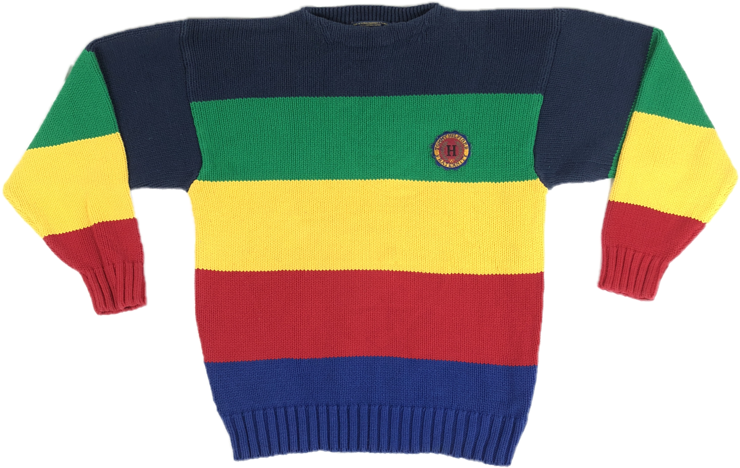 Rare 90's Rainbow Tommy Hilfiger Fraternity Sweater - Cardigan (1536x2048), Png Download