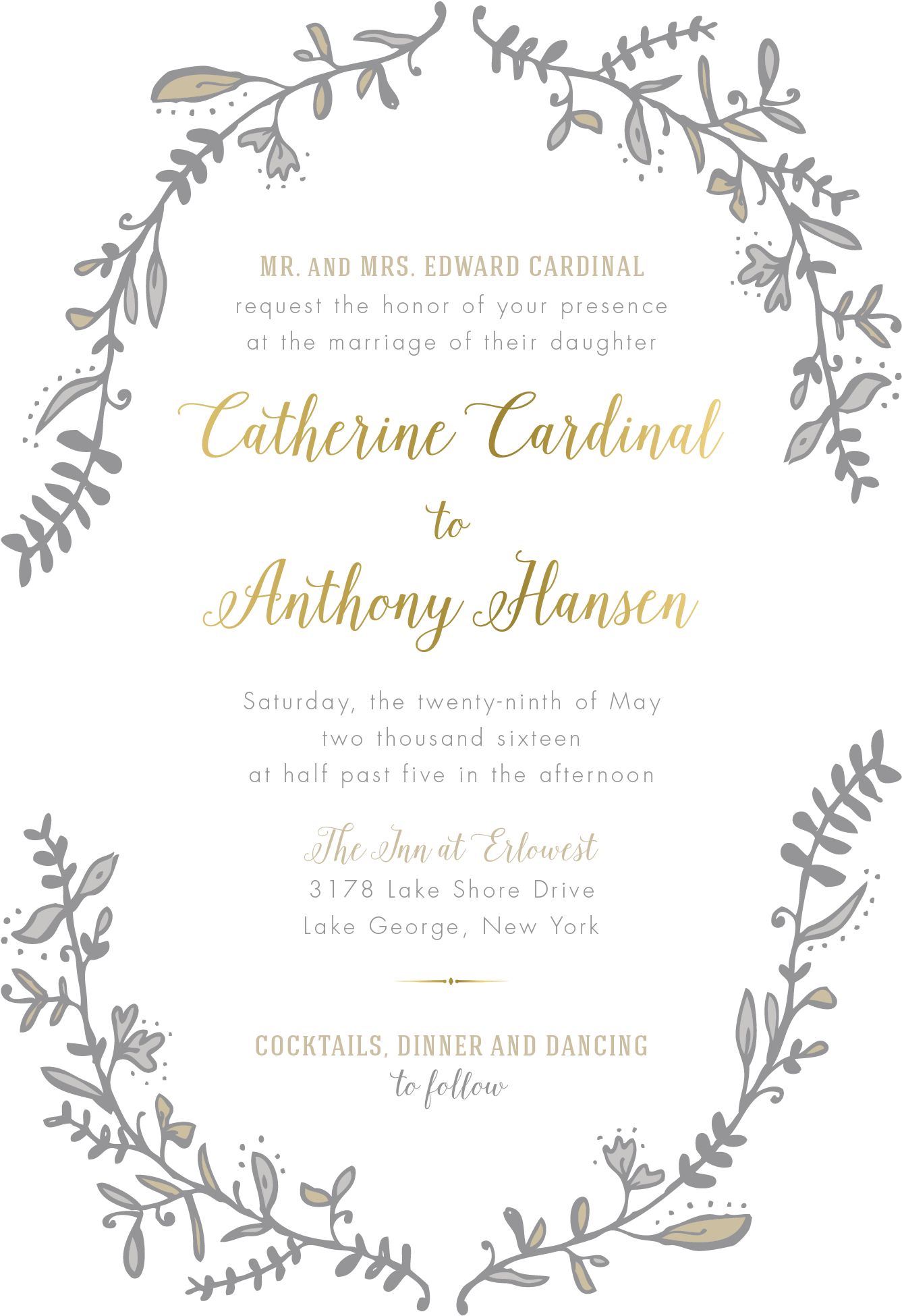 Greenery Wedding Invitation, Hand Drawn Floral Wedding - Wedding Invitation (1500x2100), Png Download