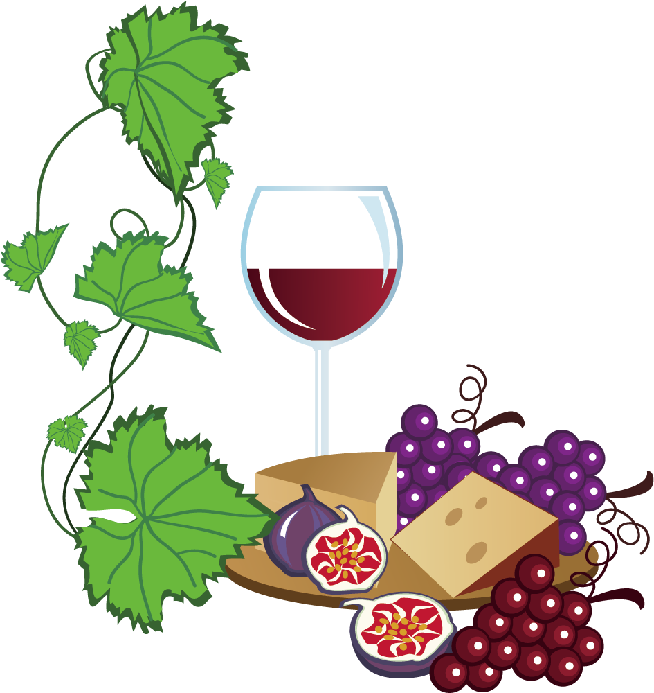 White Wine Common Grape Vine Free Content Clip Art - Wine And Cheese Borders (1181x1181), Png Download