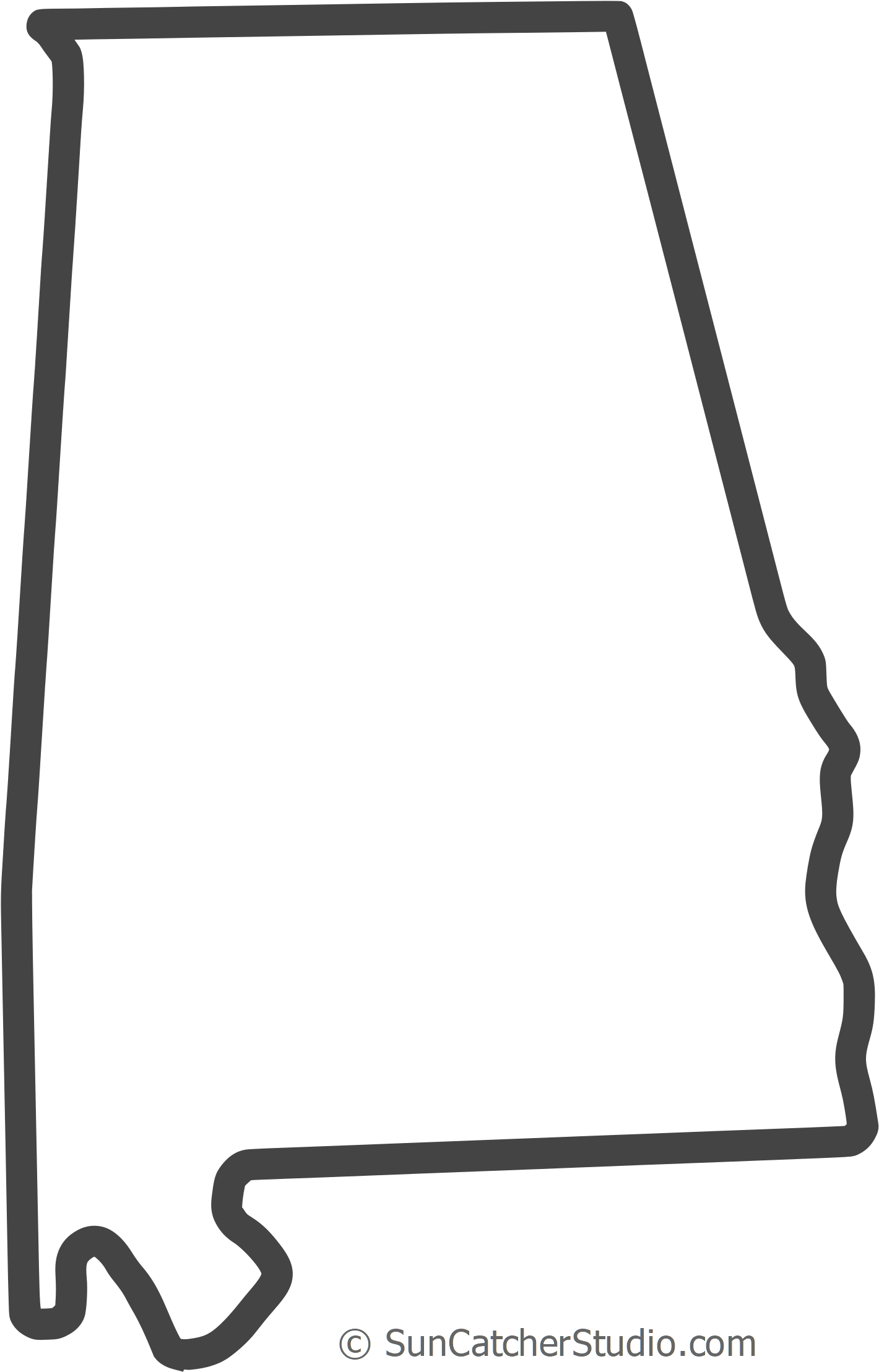 Free Alabama Outline With Home On Border, Cricut Or (1502x2300), Png Download
