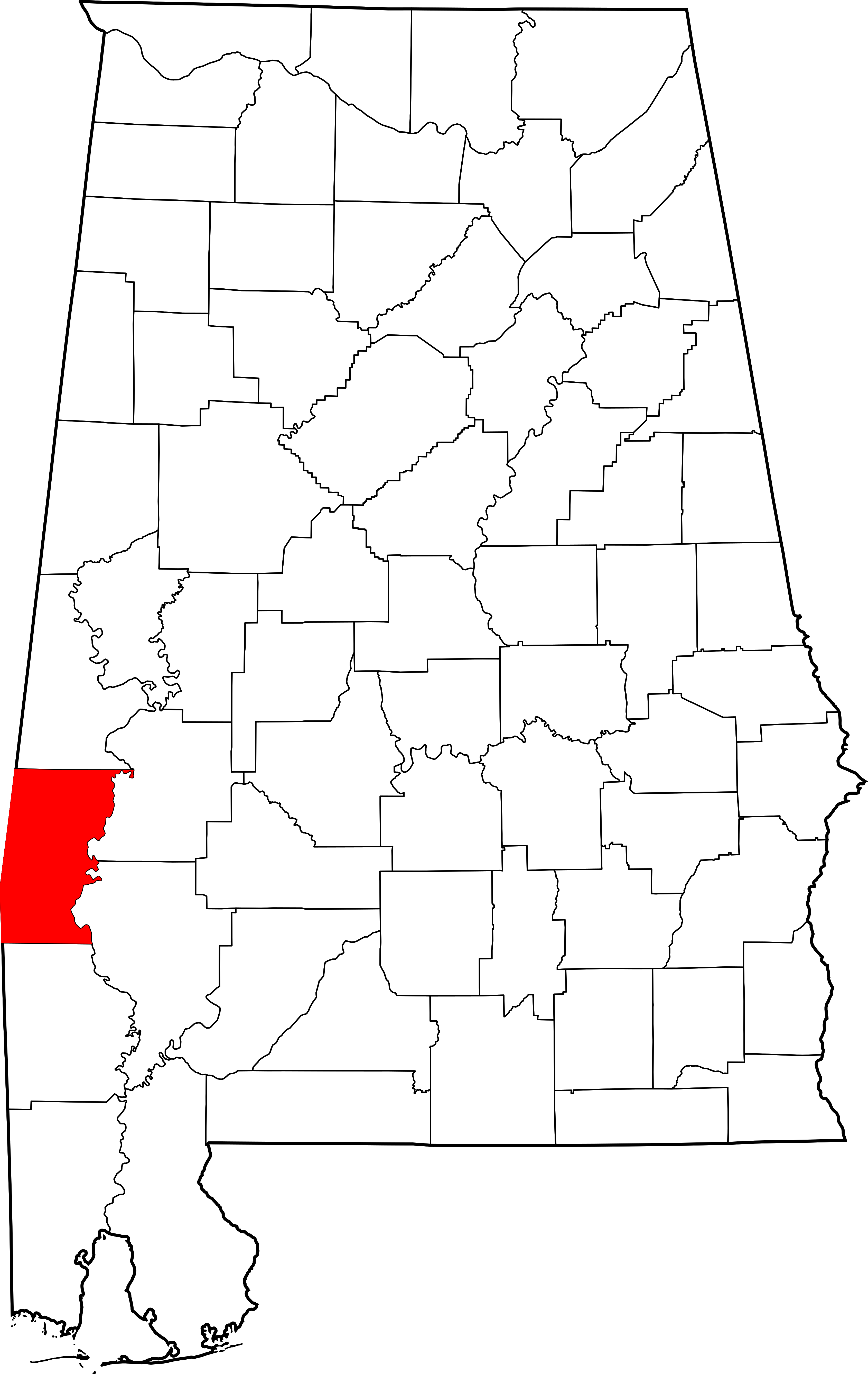 Map Of Alabama Highlighting Choctaw County - Limestone County Alabama (3379x5346), Png Download