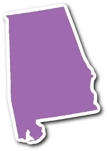 Alabama State Shape Sticker Purple - Illustration (600x600), Png Download