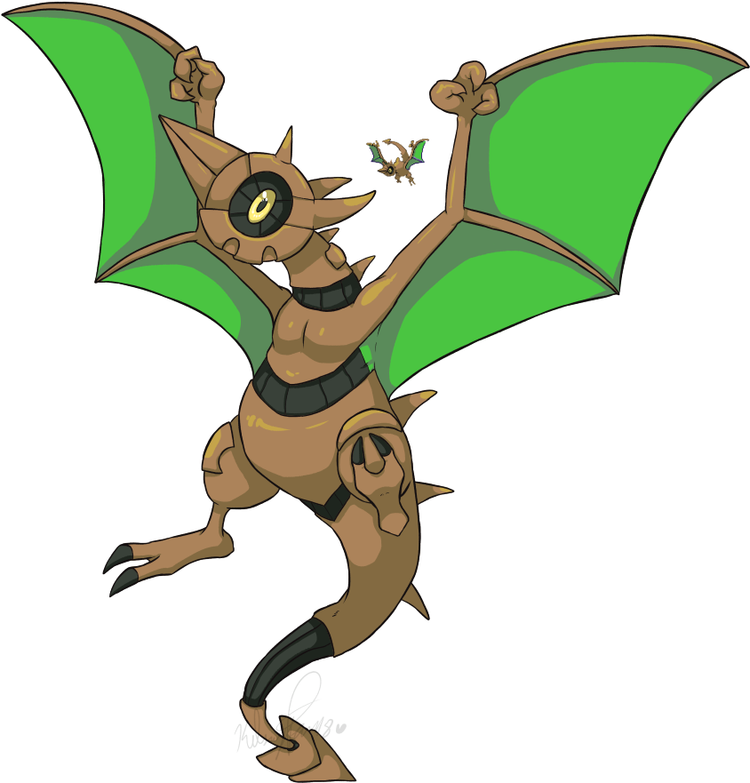 Pokemon Fusion - Lunadactyl - Cartoon (858x890), Png Download