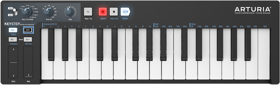 Arturia Keystep Midi Keyboard And Cv/gate Controller - Arturia Keystep Black (1000x438), Png Download