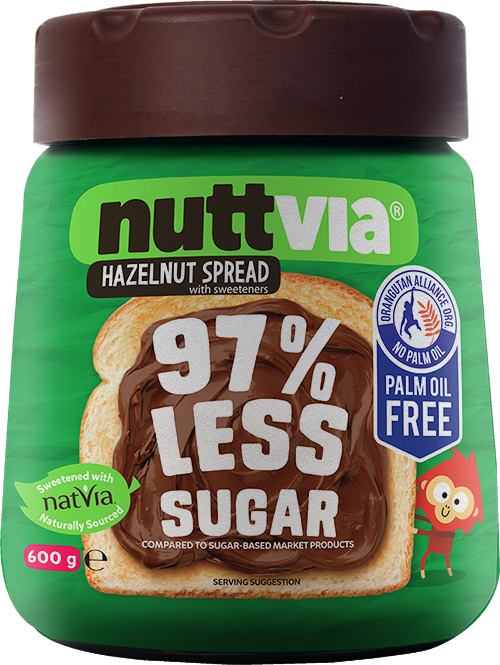 Nuttvia Hazelnut Spread - No Palm Oil Chocolate Spread (500x665), Png Download
