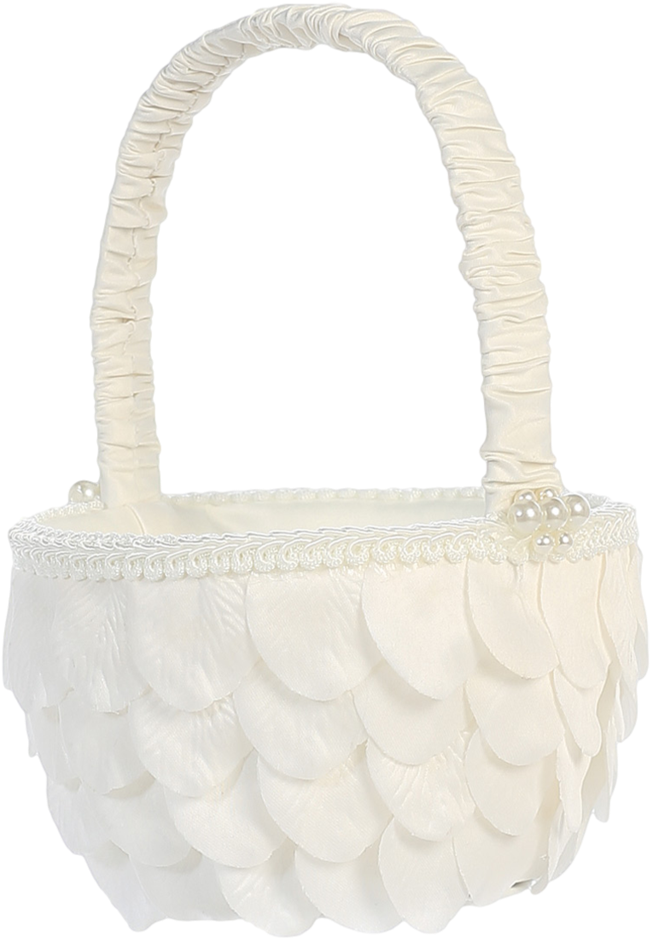 White Flower Girl Basket Covered With Flower Petals - Hobo Bag (683x1024), Png Download