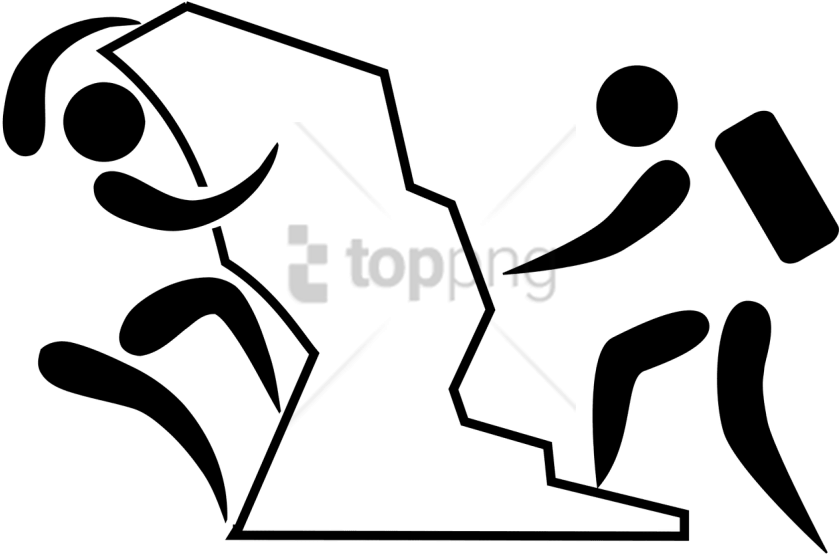 Free Png Download Olympic Pictogram Mounaineering And - Line Drawing Rock Climbers (850x573), Png Download