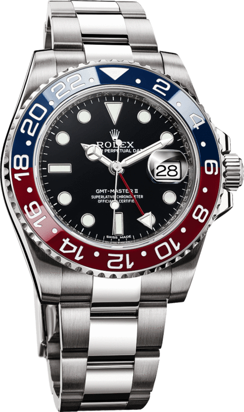 Rolex Gmt Master Ii 18k White Gold Pepsi Bezel - Gmt Master Model Rolex (480x809), Png Download