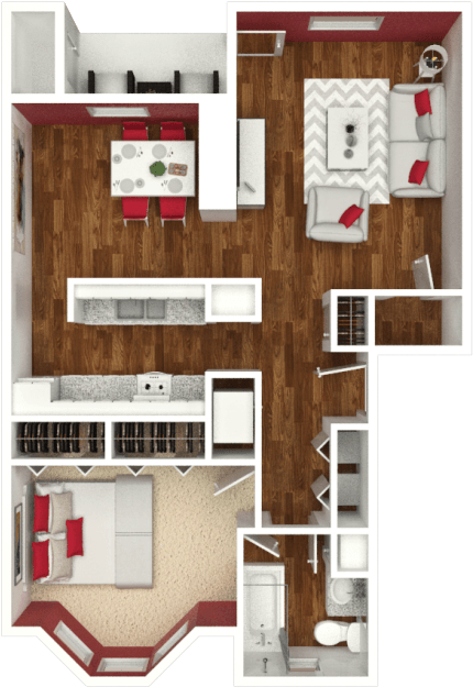 1 Bed - Floor Plan (640x794), Png Download