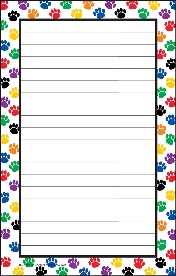 Tcr5087 Colorful Paw Prints Notepad Image (900x900), Png Download